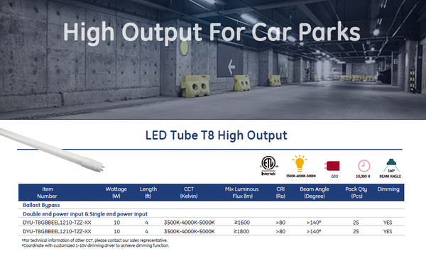 LED T8 48" 10w CCT Tube Light Bypass