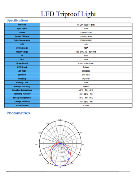 40w LED Vapor Proof Light